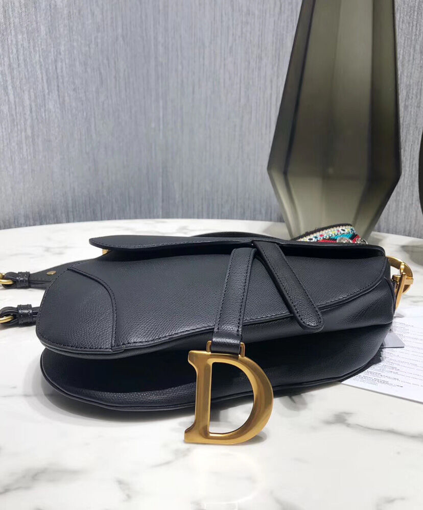 Christian Dior Saddle Bag Leather Black